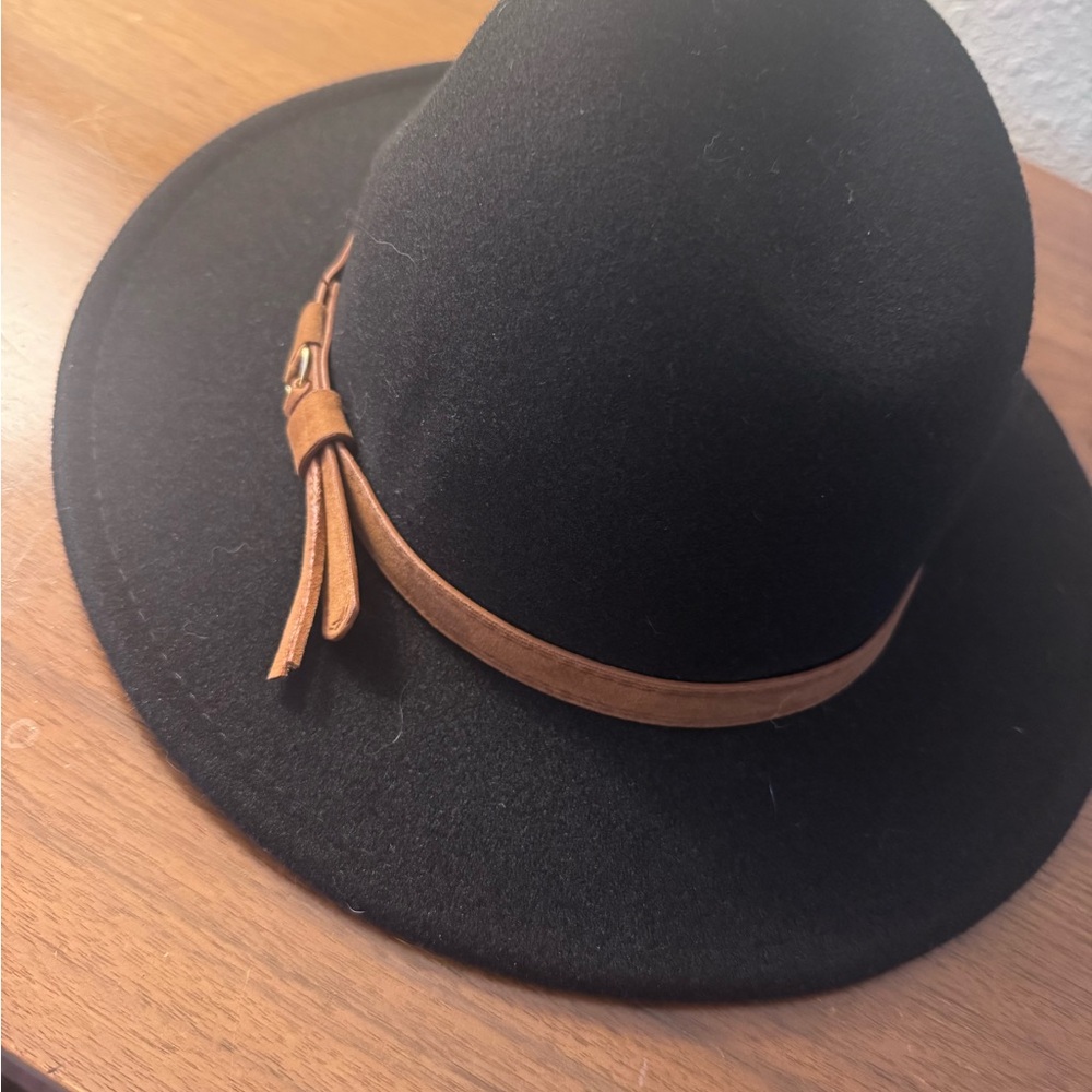 Black Fedora Hat with Brown Band